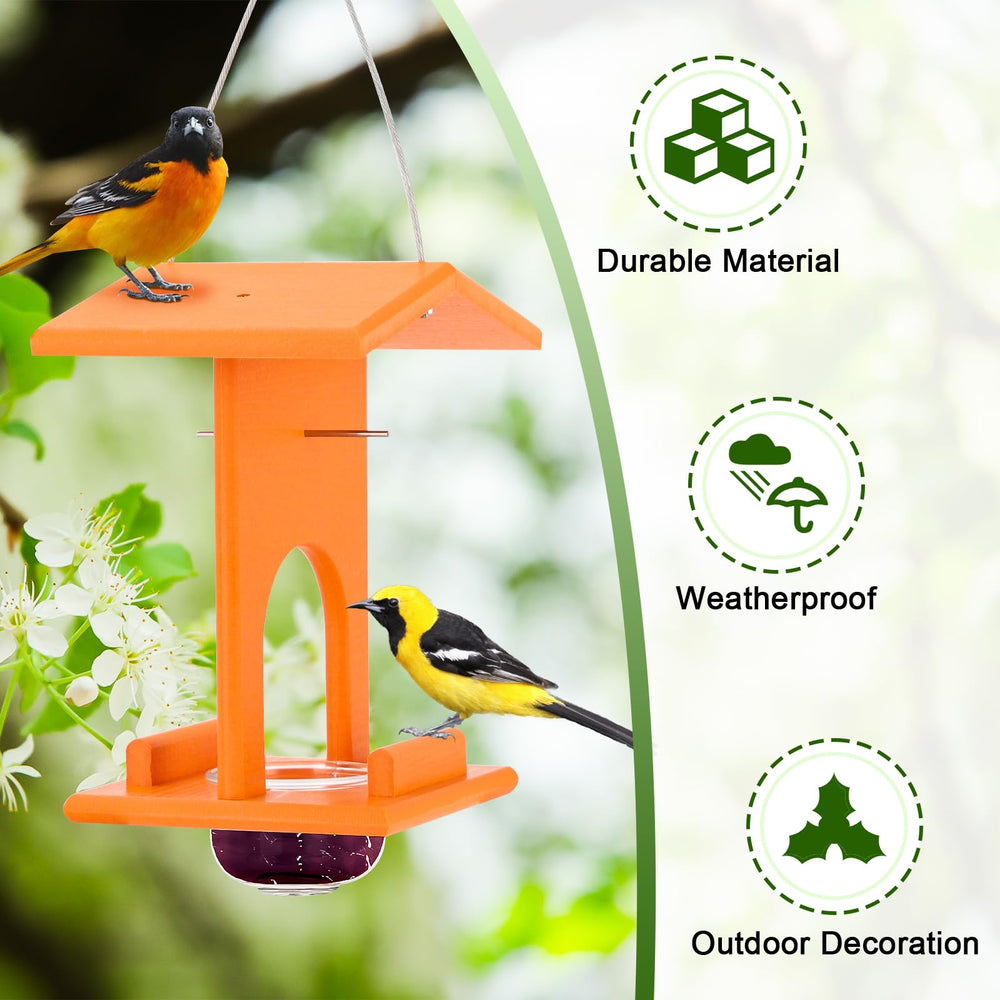 Gbekery Oriole Feeder displayed in a garden setting