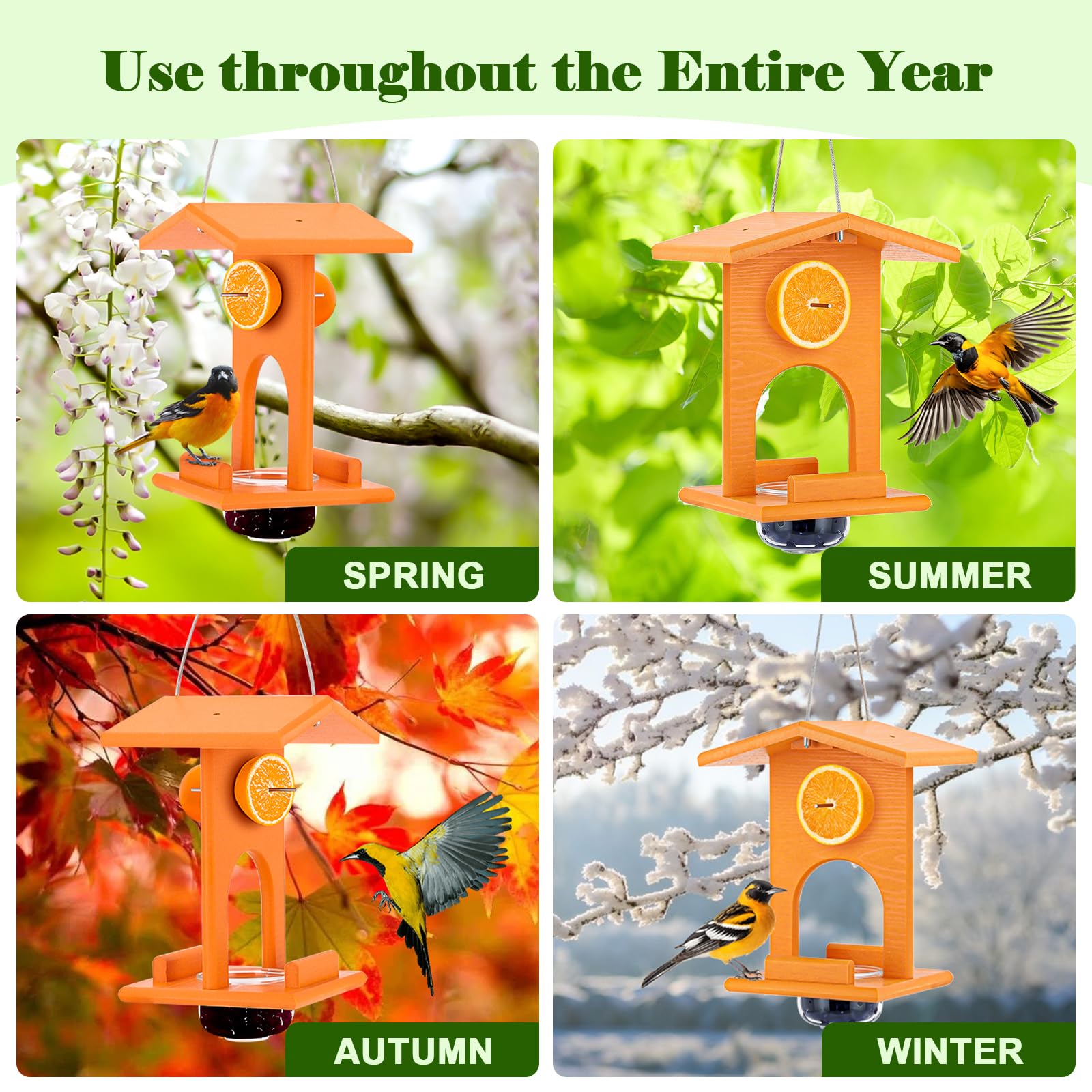 Gbekery Oriole Feeder showing durable recycled plastic material