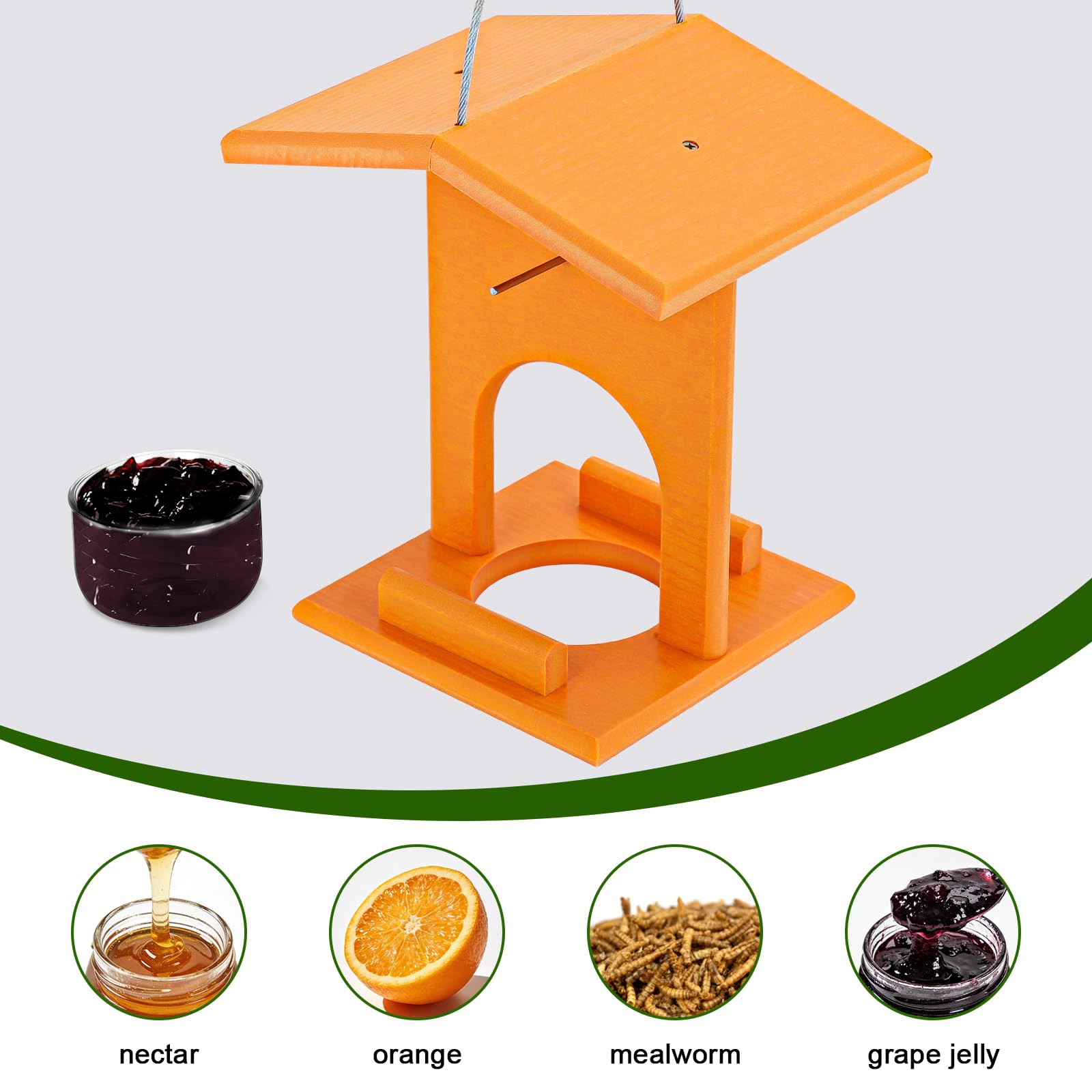 Gbekery Oriole Feeder side view showcasing the perch