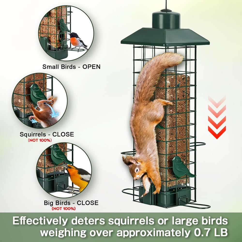 Gbekery Squirrel Proof Bird Feeder side view showing hanging wire