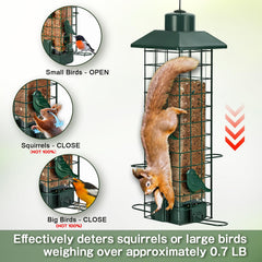 Gbekery Squirrel Proof Bird Feeder side view showing hanging wire