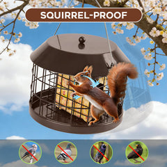 Gbekery Squirrel Proof Suet Bird Feeder with hook attached