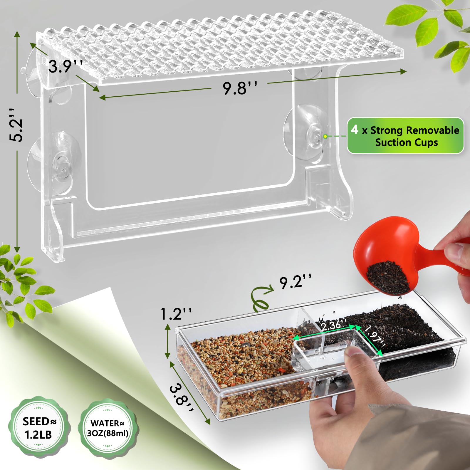 Gbekery Window Bird Feeder clear acrylic design