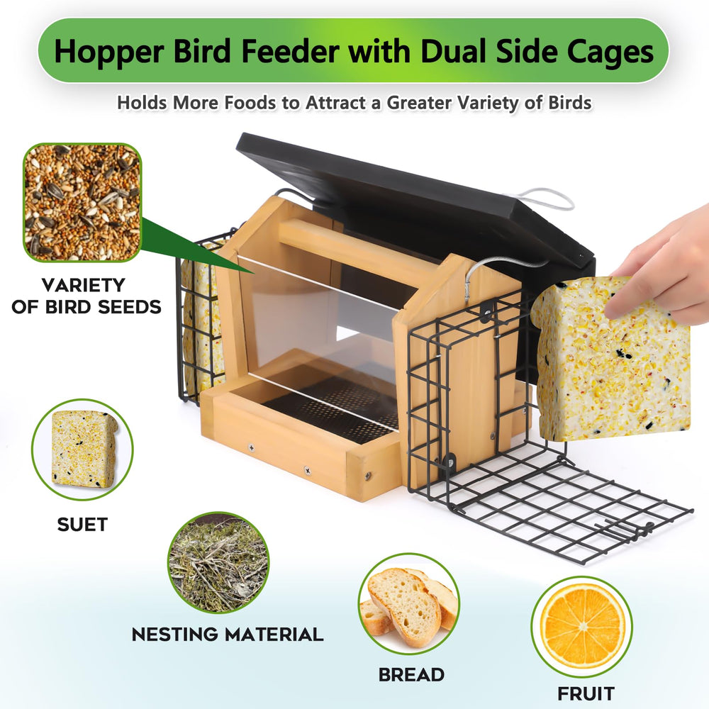 Gbekery Wooden Bird Feeder hanging from a tree branch