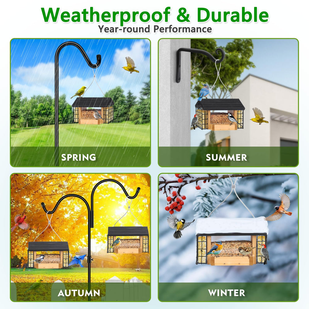 Gbekery Wooden Bird Feeder in outdoor garden setting