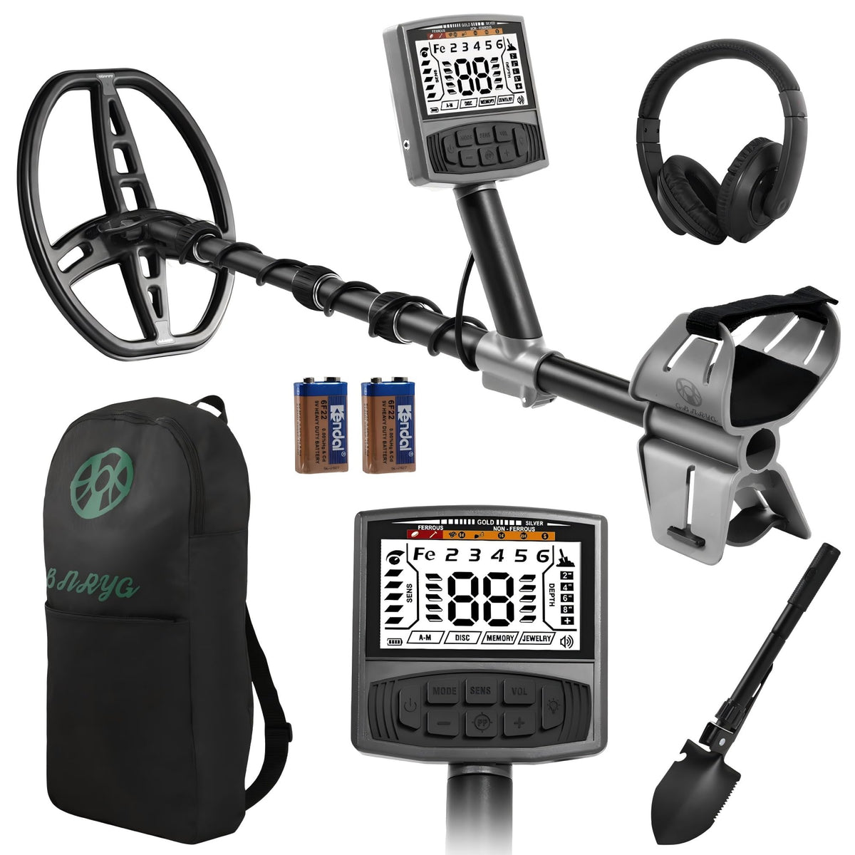 Gbnryg Metal Detector M55J backlit display front view