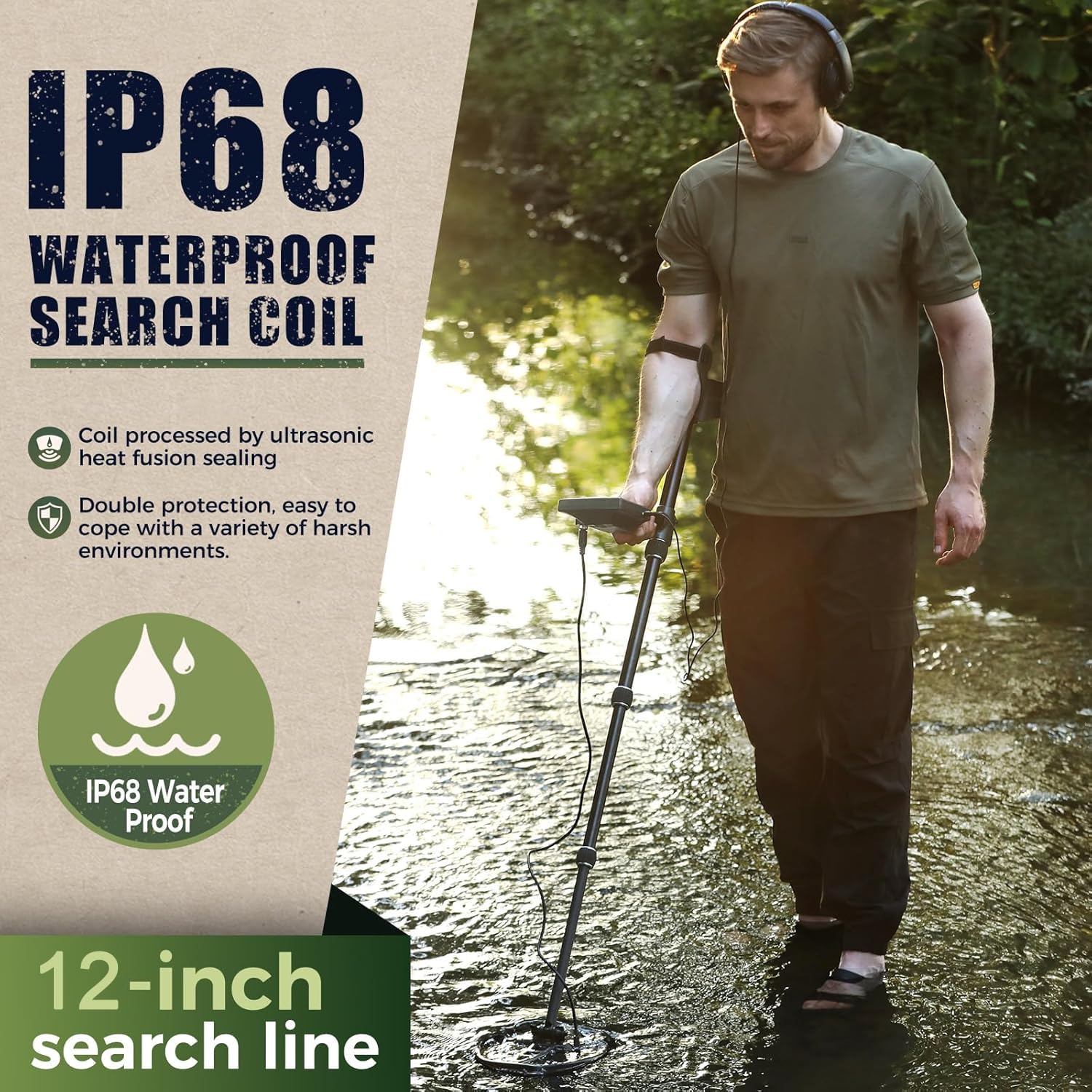 Gbnryg Metal Detector M55J in use on a beach