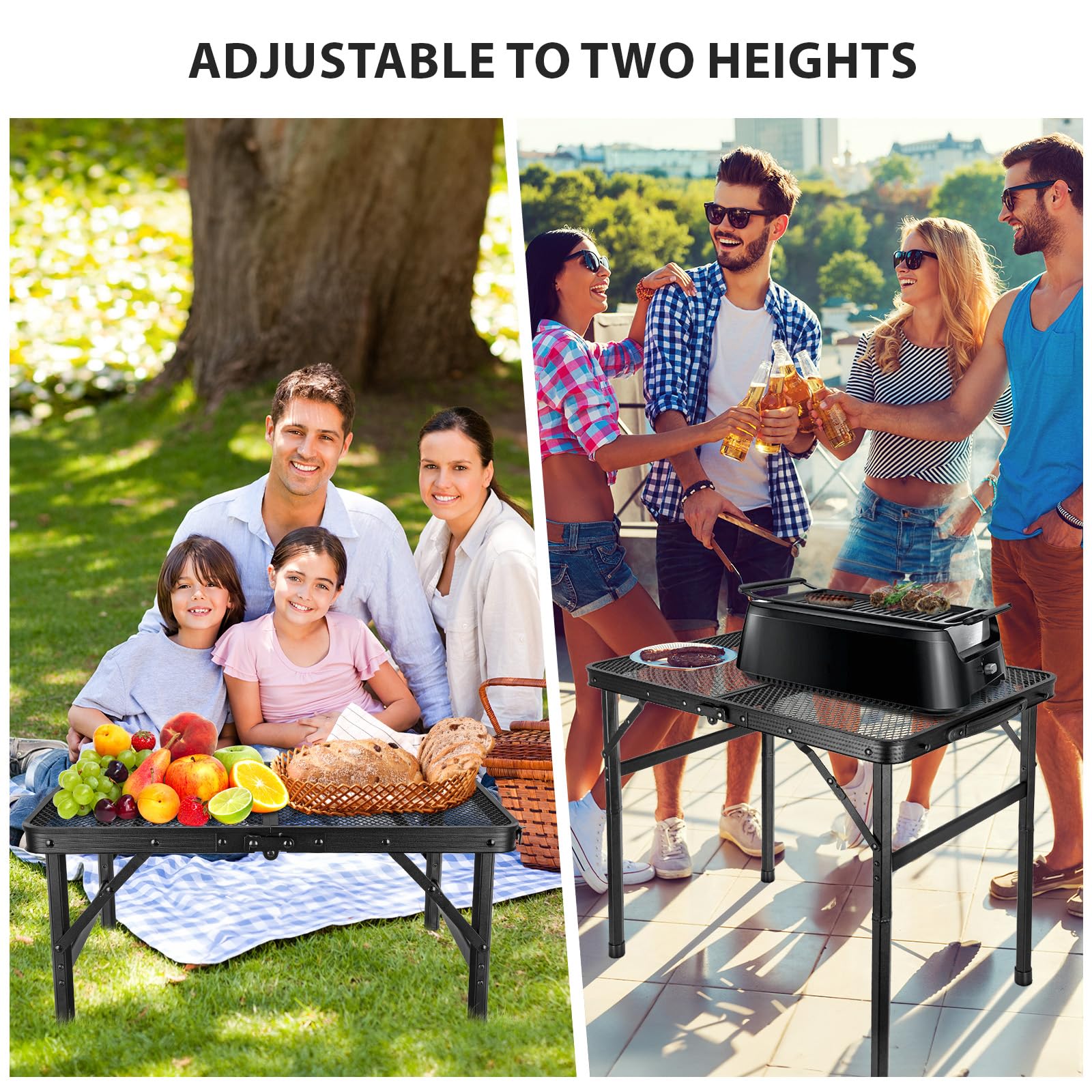 GDDGHS Folding Camping Table side view with adjustable height