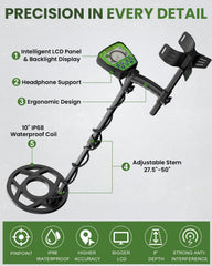GDDREAM Metal Detector adjustable shaft in green and black