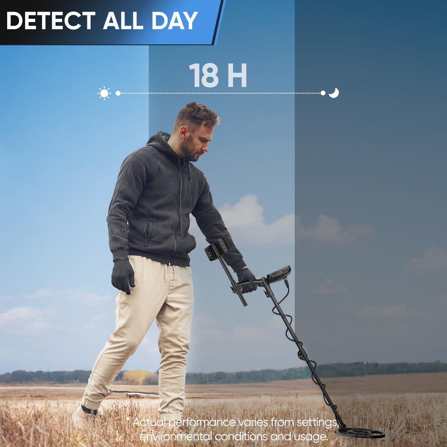 GDDREAM Metal Detector MD7011 adjustable shaft extended