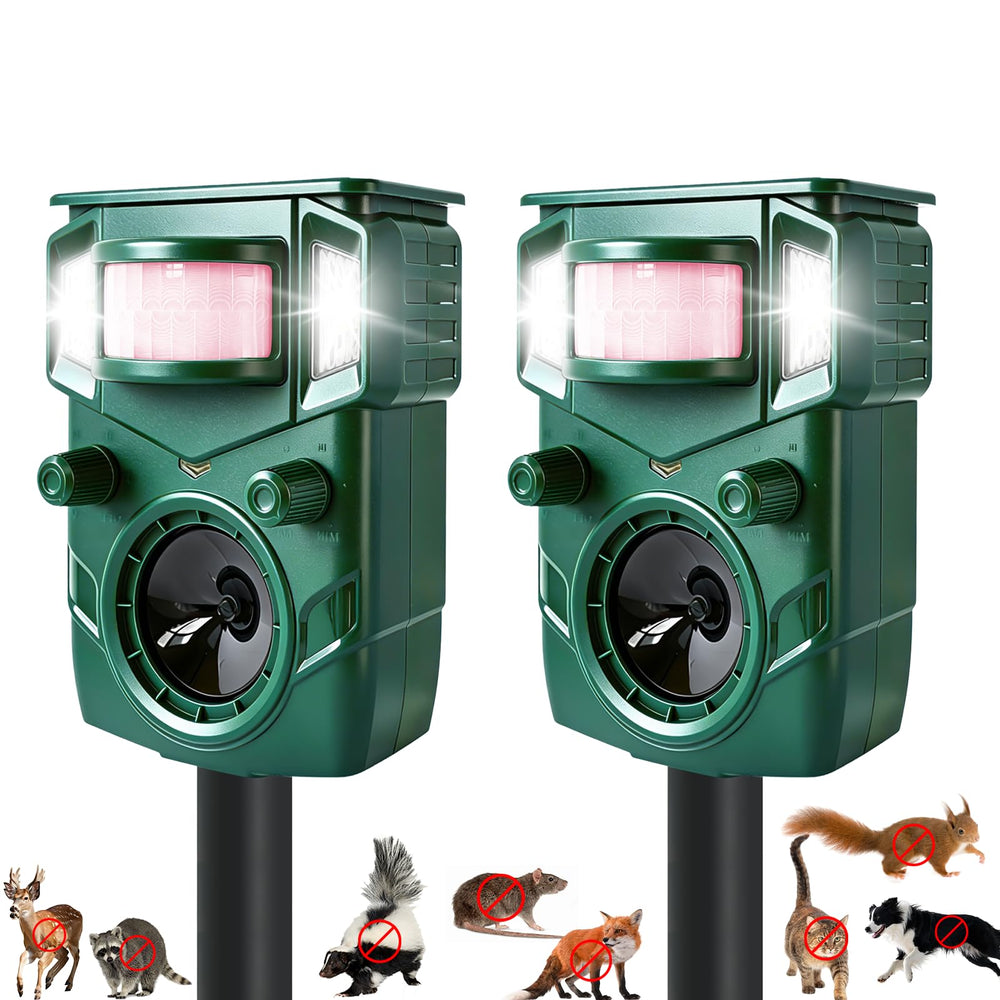 gdend Solar Ultrasonic Animal Repellent front view in green