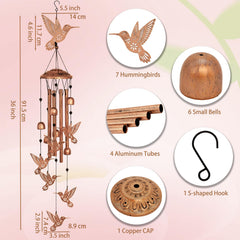 GDNSFIT Hummingbird Wind Chimes decorated with small hummingbirds