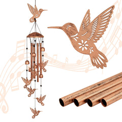 GDNSFIT Hummingbird Wind Chimes front view with large hummingbird