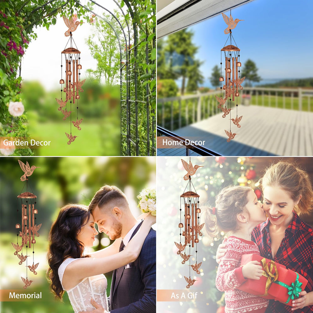 GDNSFIT Hummingbird Wind Chimes with S-shaped hook and nylon rope