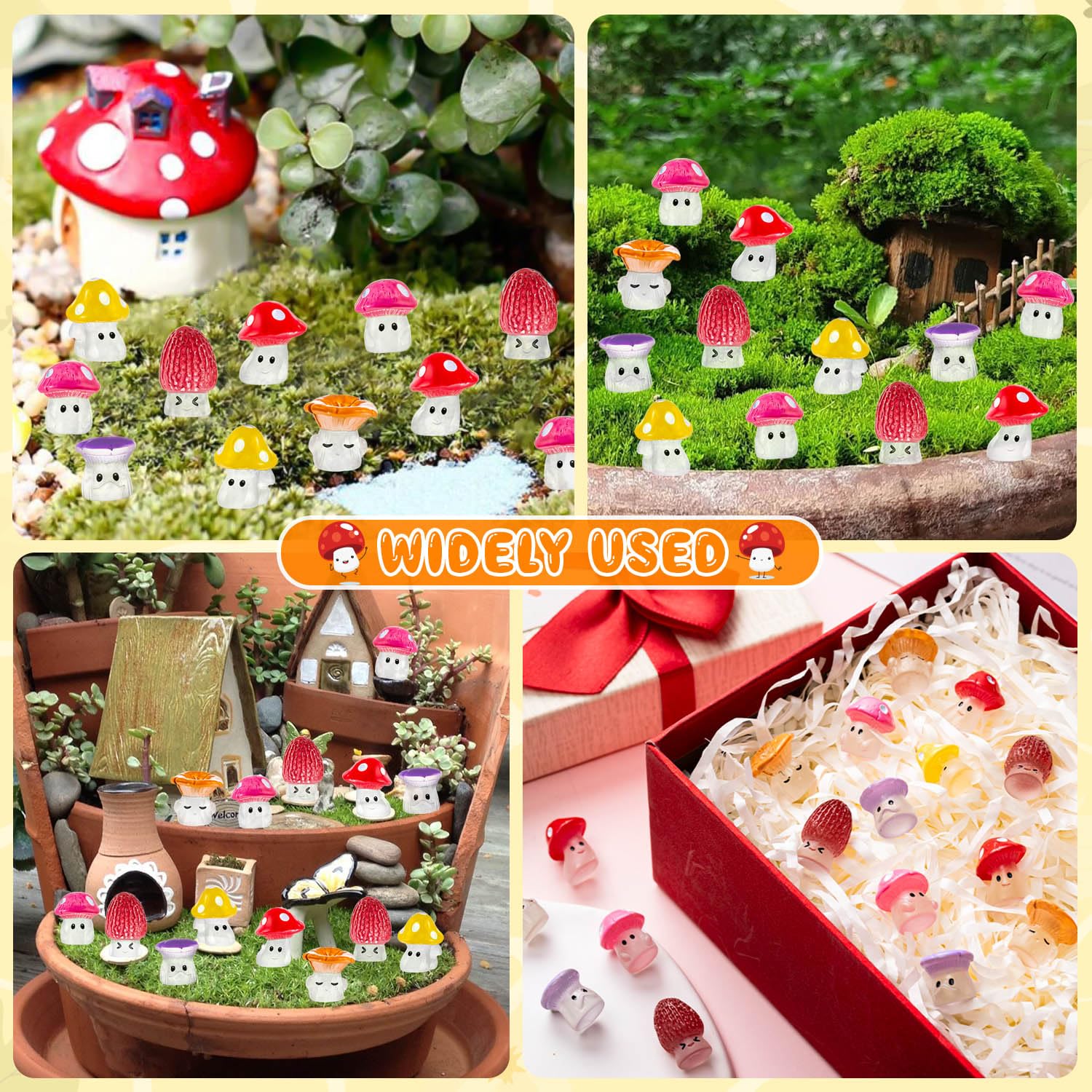 GDZRDFLH Mini Mushroom Figurines on a tabletop