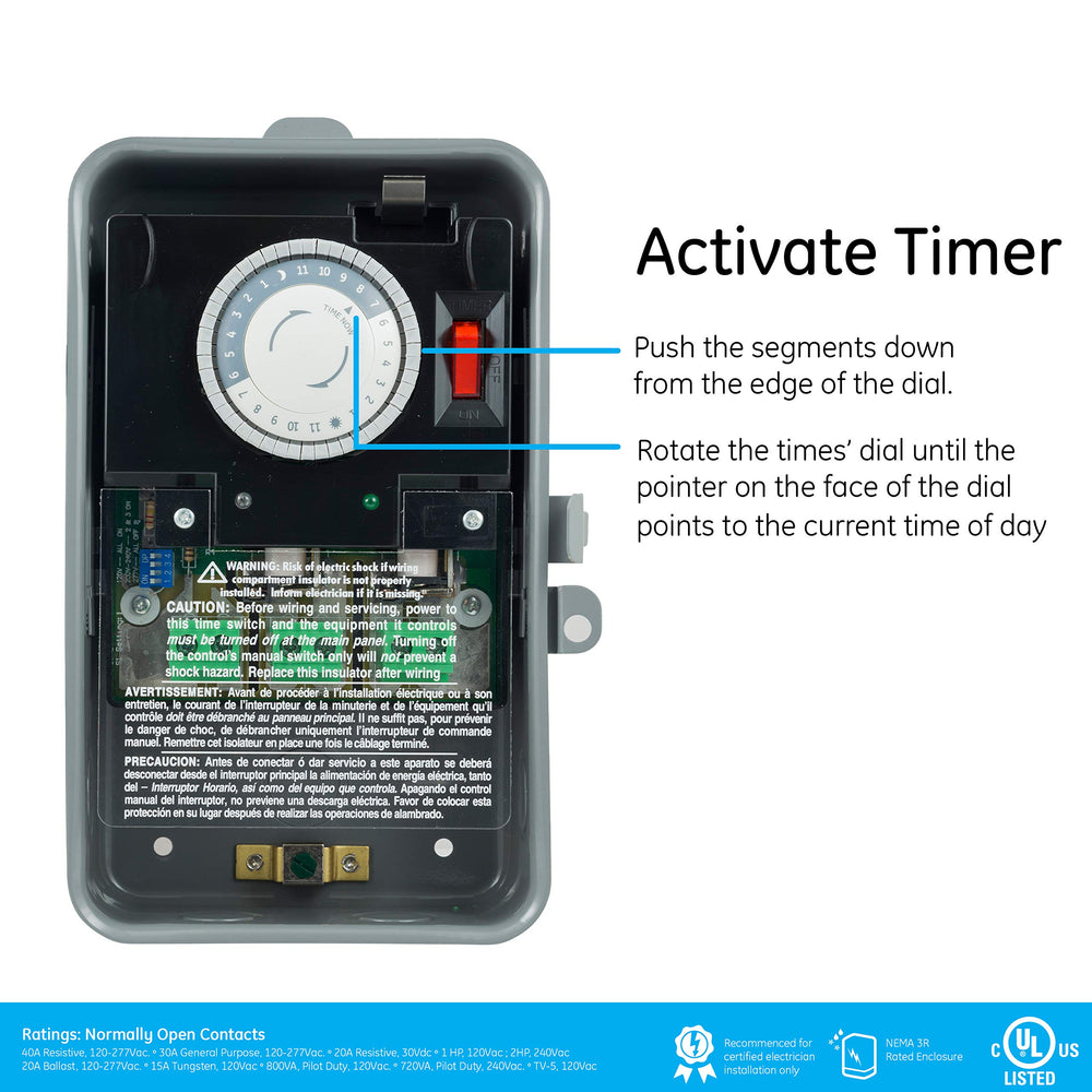GE Mechanical Pool Timer Switch weatherproof housing