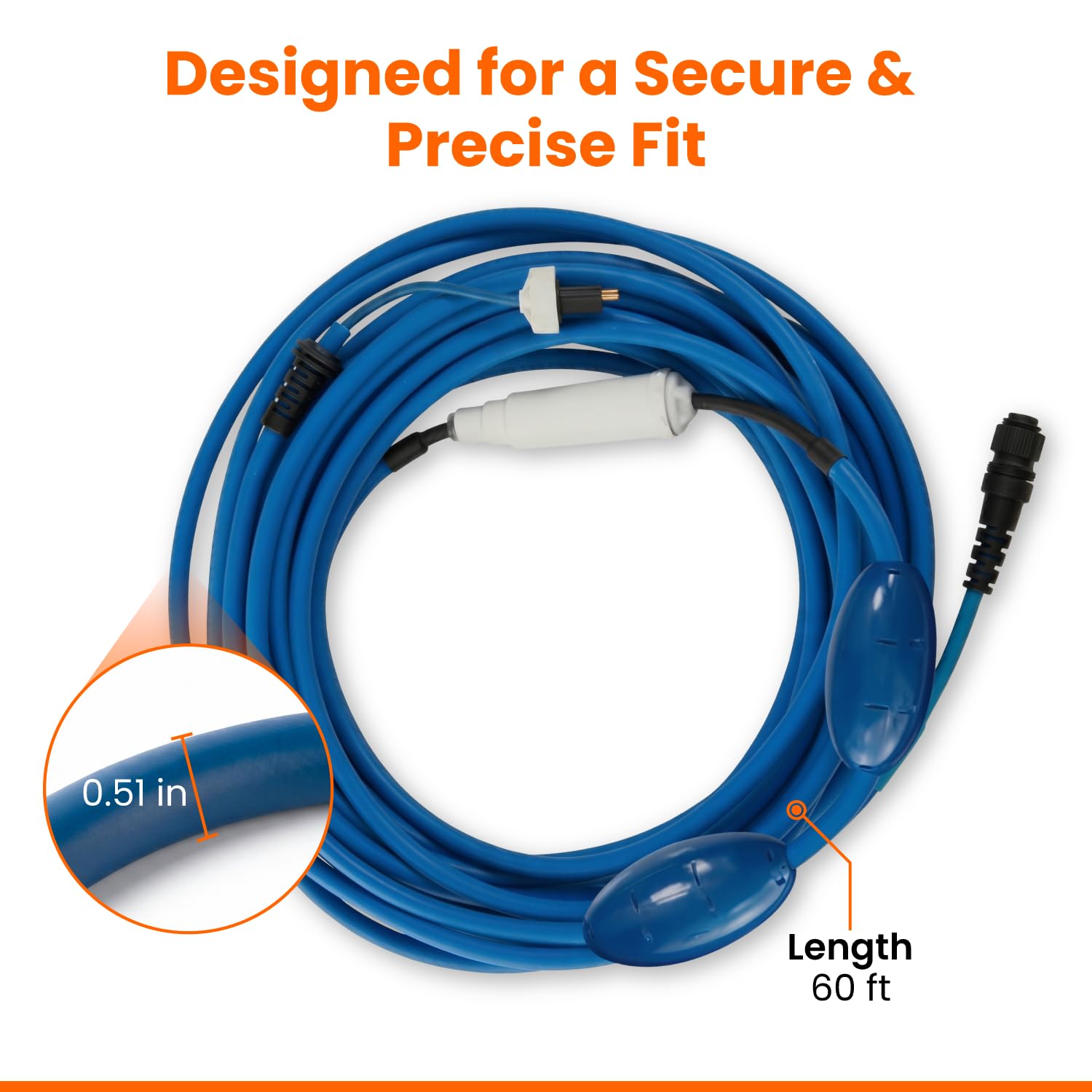 Gearwiz 60ft cable displayed in a swimming pool setting
