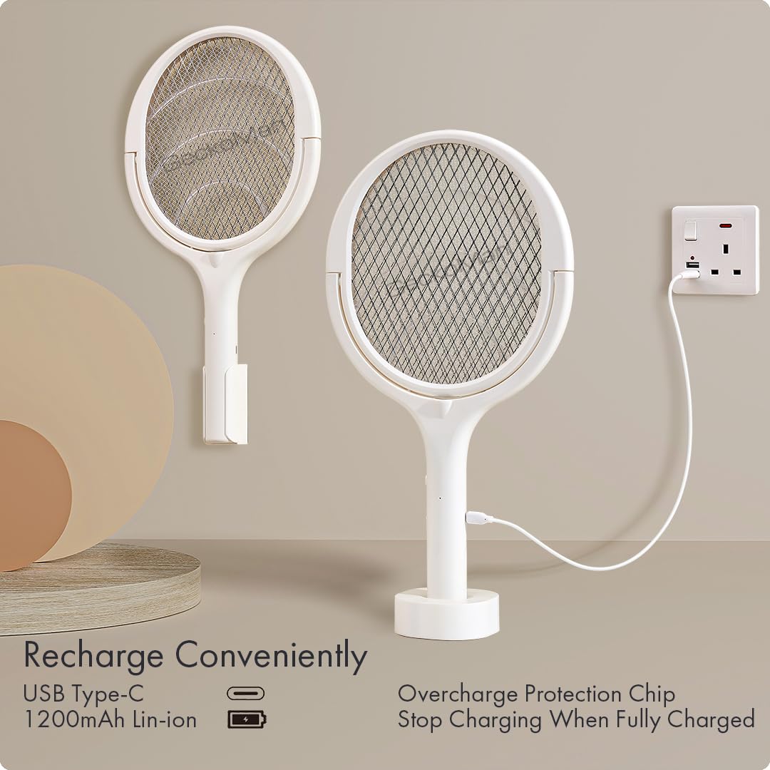 GeckoMan Electric Fly Swatter mounted on wall for storage