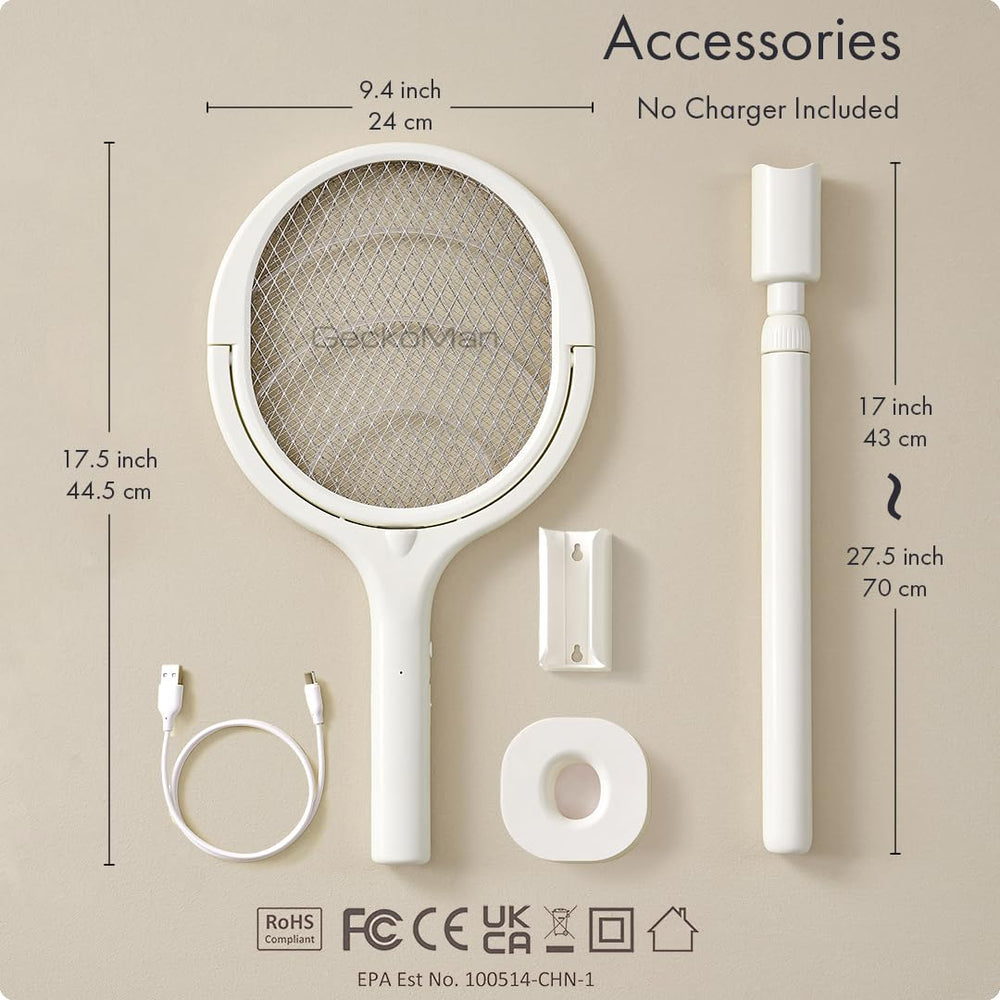 GeckoMan Electric Fly Swatter showing 3500V shock feature