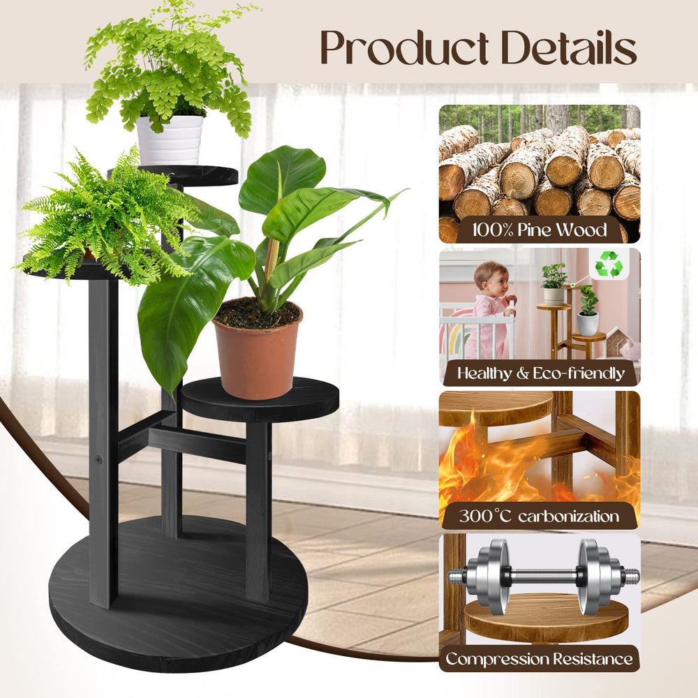 GEEBOBO 3 Tier Plant Stand assembled with pots