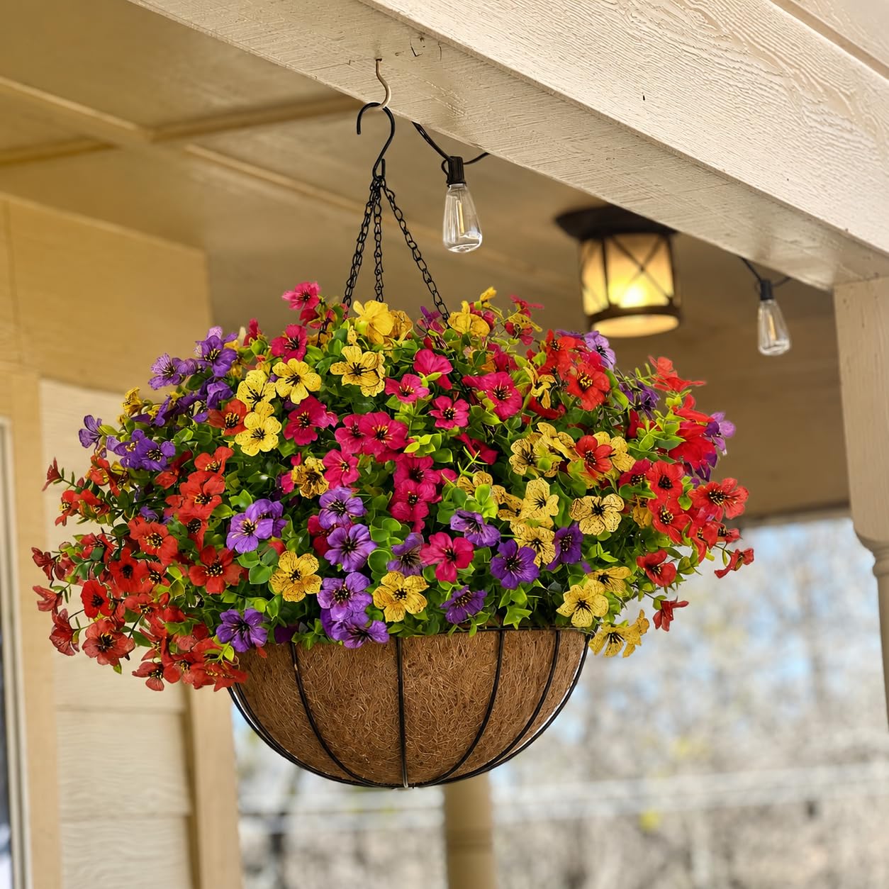 Geegoods 24 pcs mixed colour mums in a hanging basket