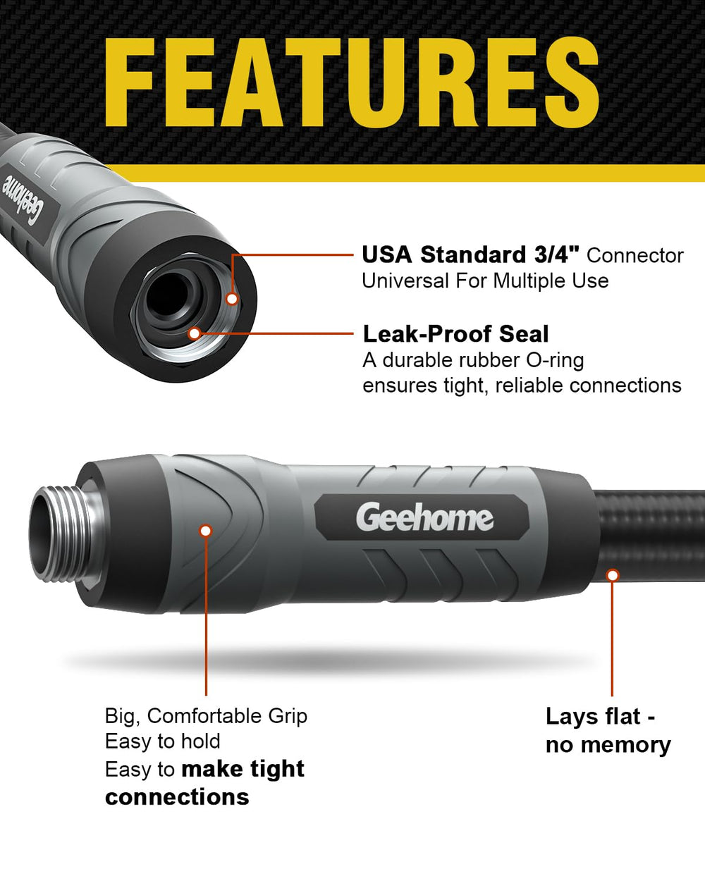 GEEHOME Heavy Duty Garden Hose packaging