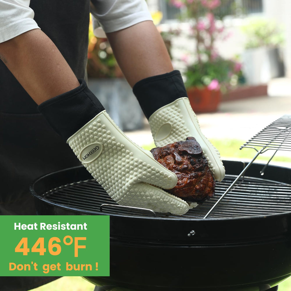 GEEKHOM BBQ Gloves showcasing 14-inch length