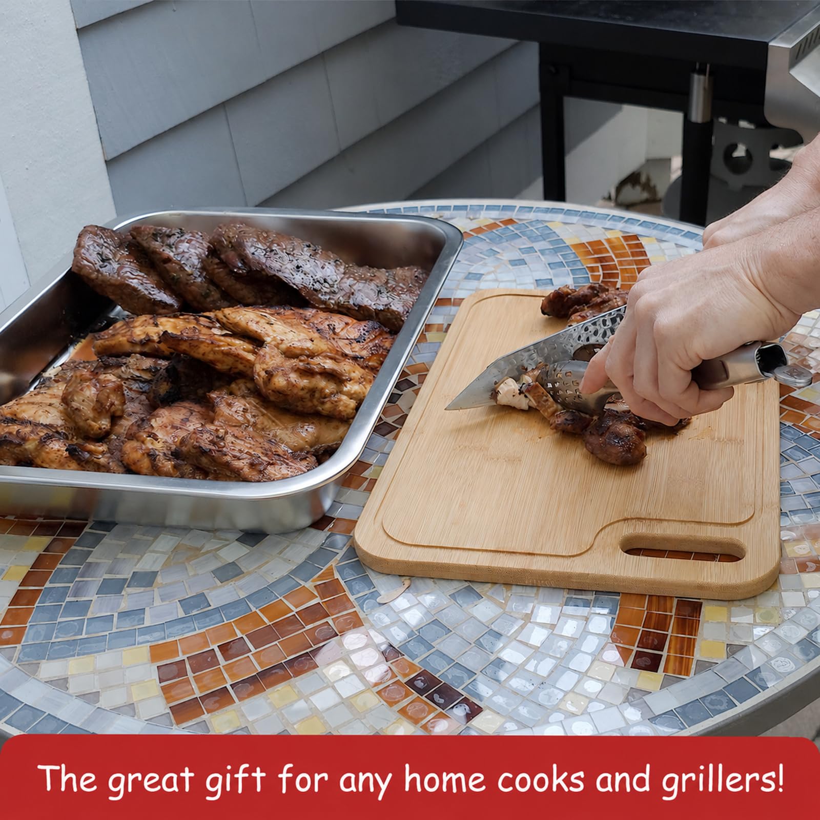 Geesta bamboo cutting board with juice groove feature