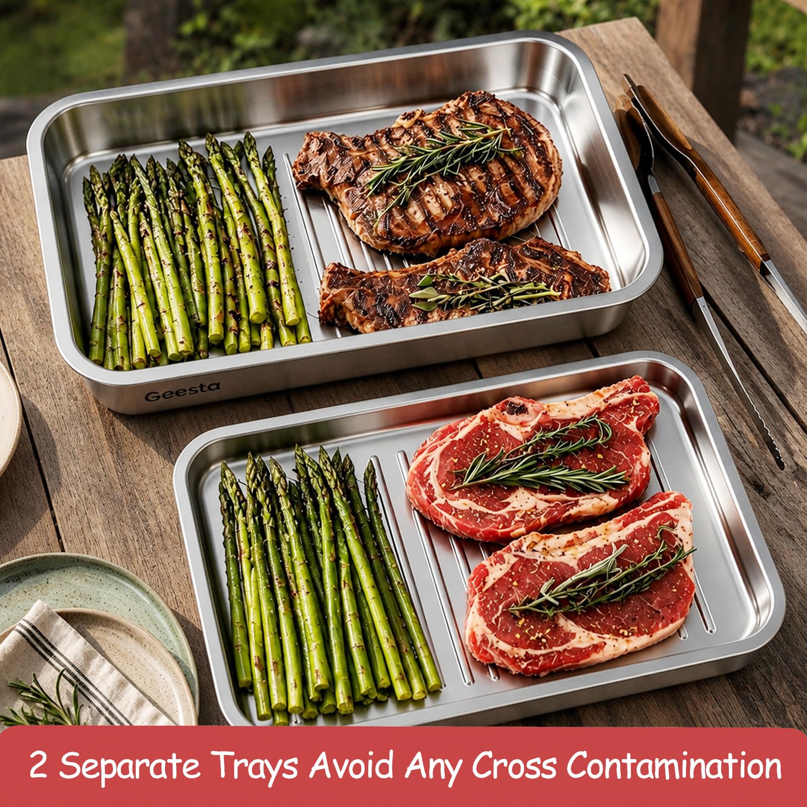 Geesta BBQ set with lid and cutting board arrangement