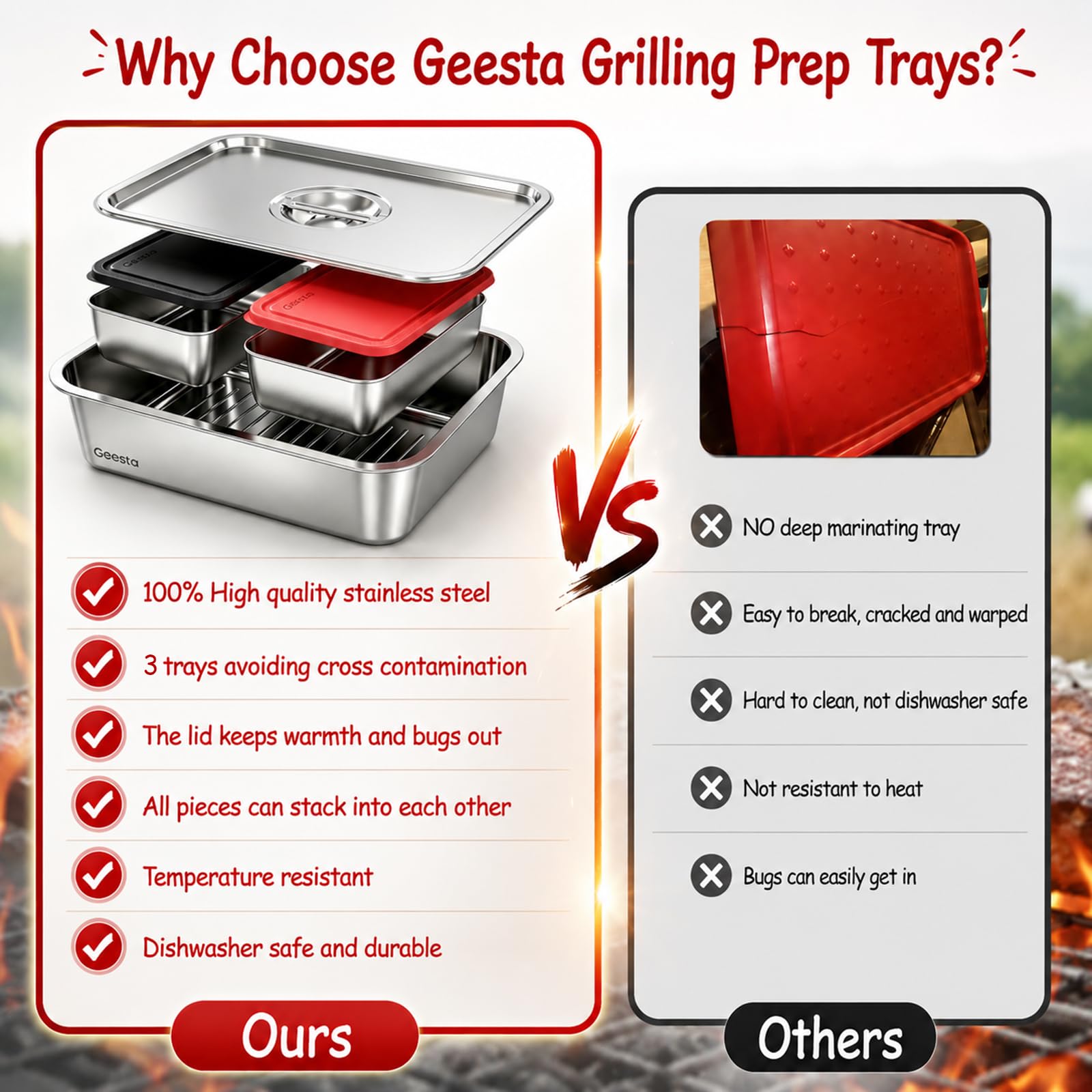 Geesta deep tray with marinated meat ready for grilling