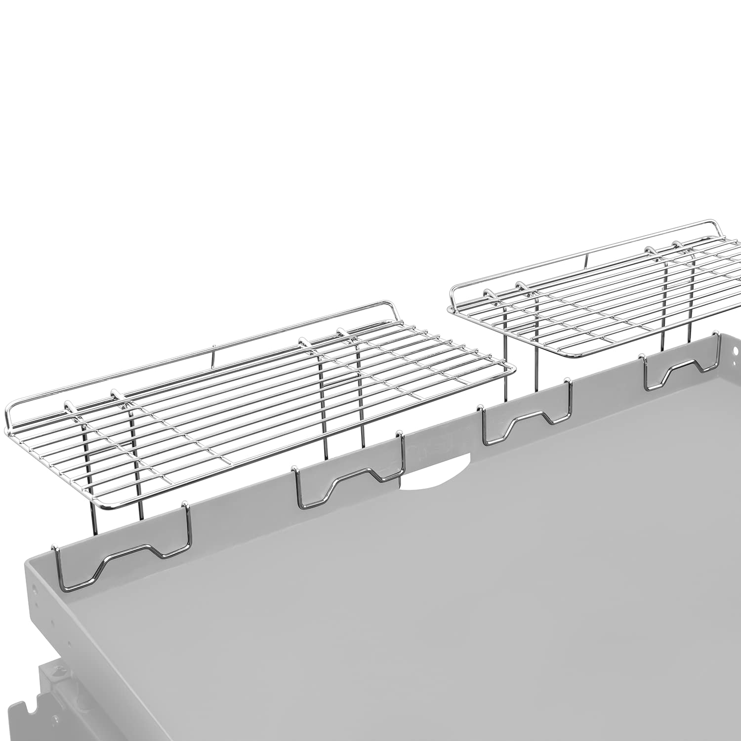 Geesta Griddle Warming Rack front view with dimensions