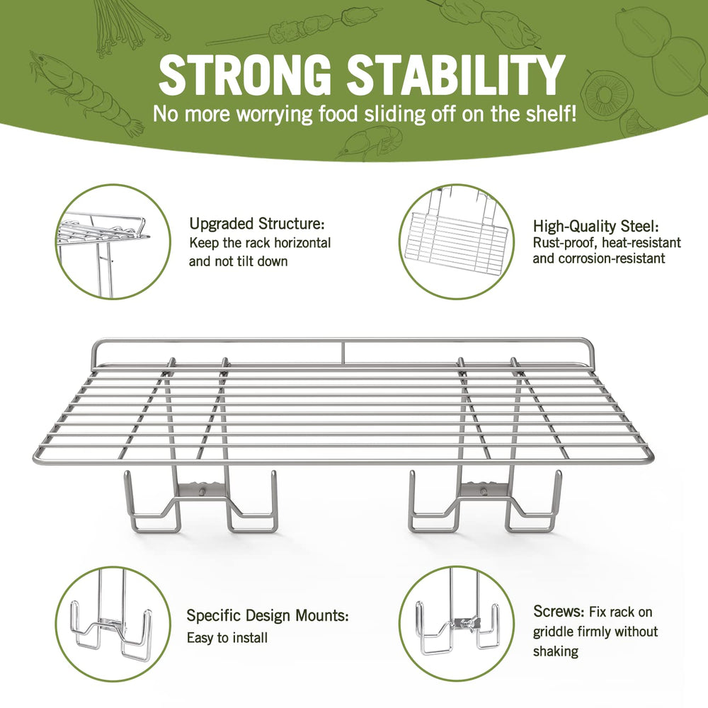 Geesta Griddle Warming Rack side view showing stability