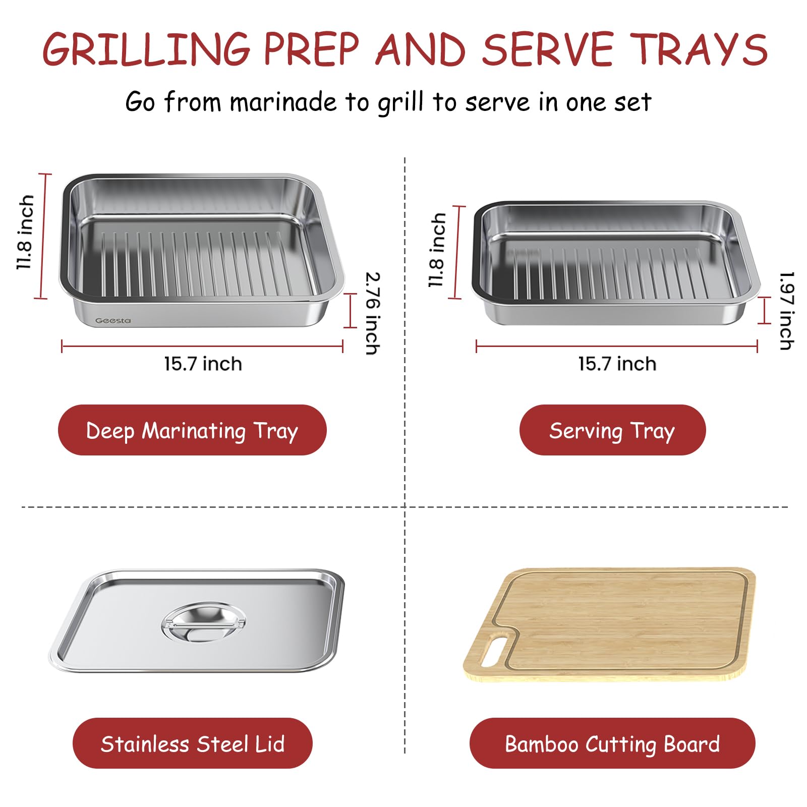 Geesta Grilling Prep and Serve Trays shallow tray side view