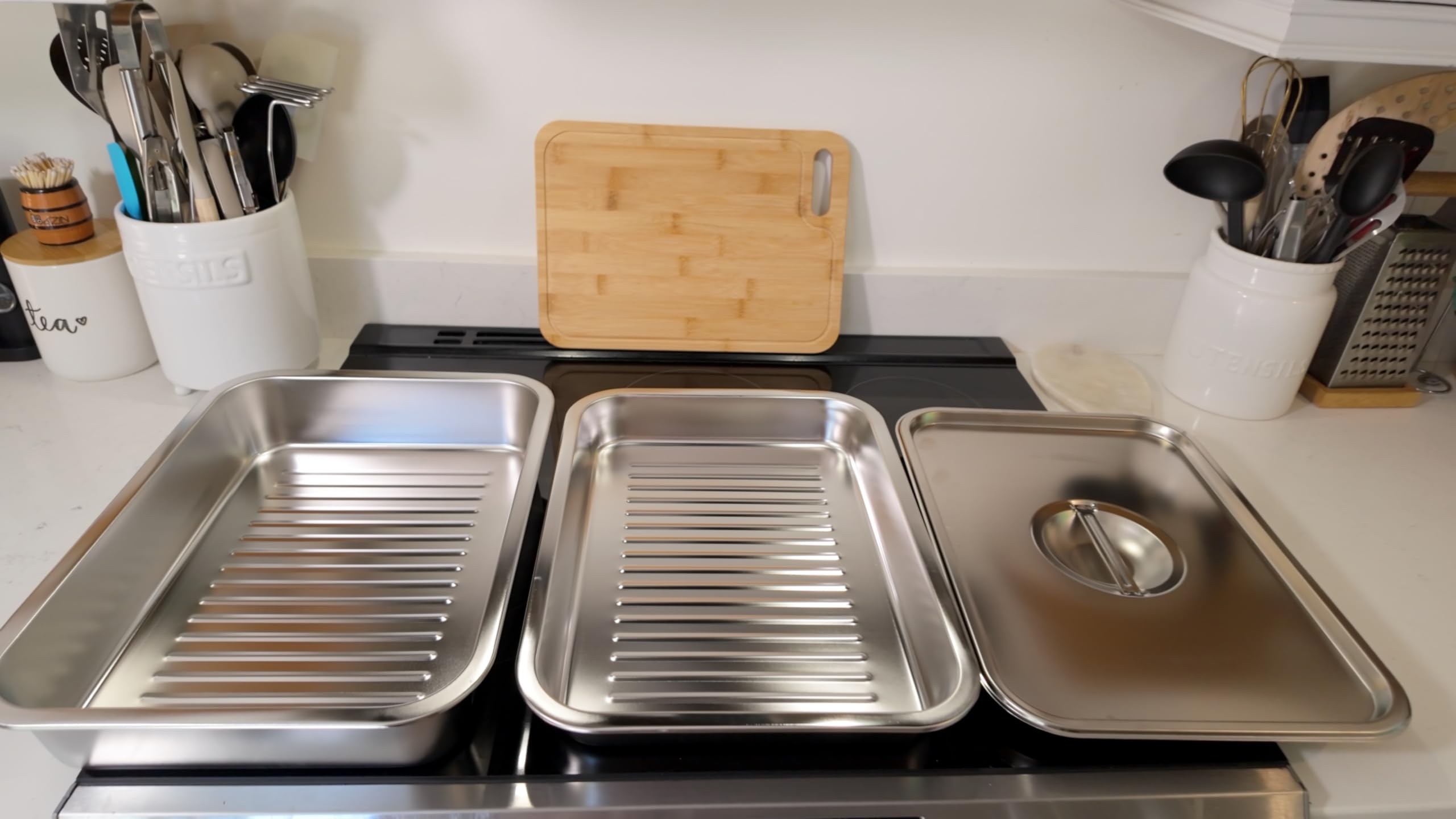 Geesta grilling prep trays in a kitchen setting
