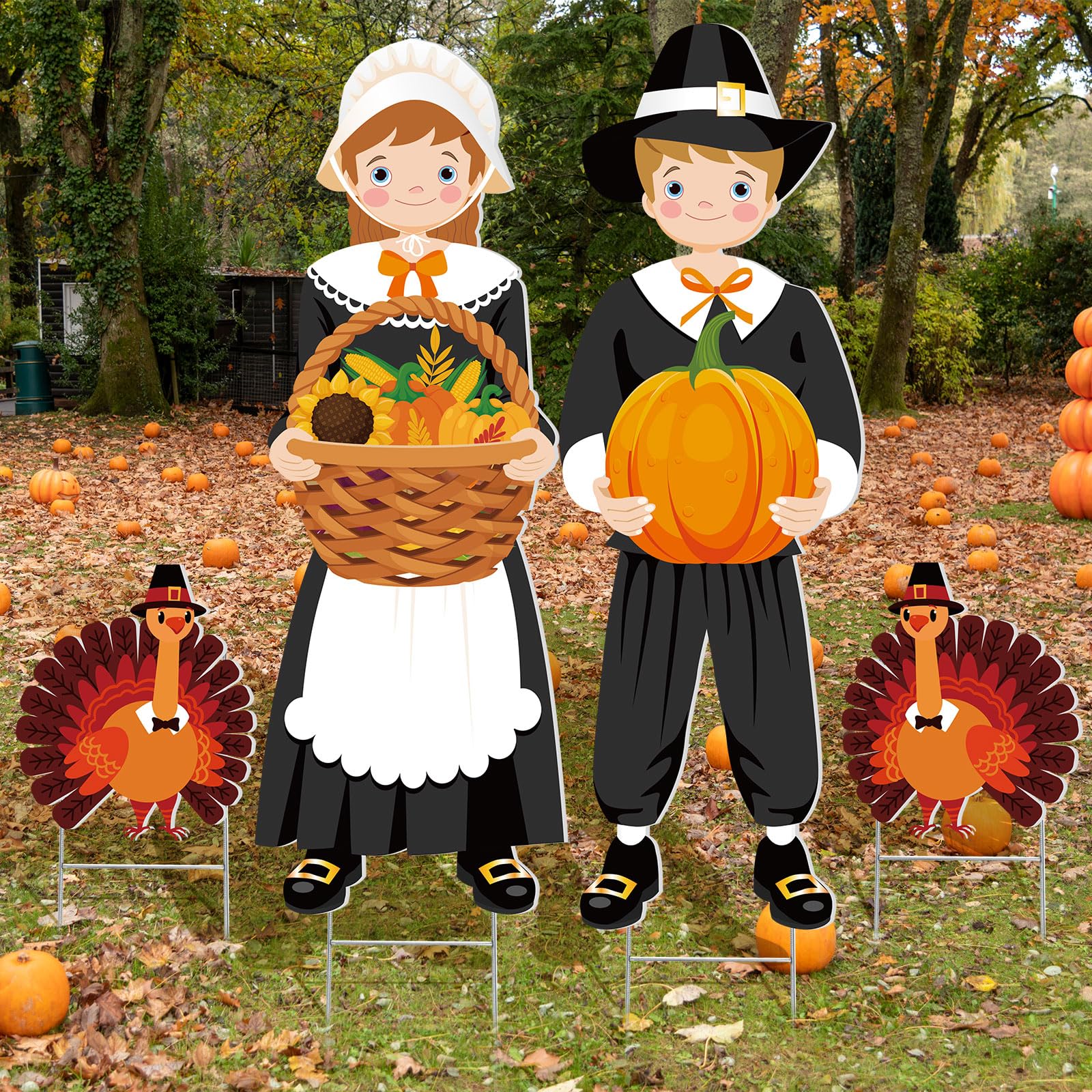 Geetery Fall Thanksgiving outdoor yard decoration pilgrim boy figure