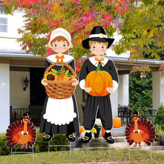Geetery Fall Thanksgiving outdoor yard decoration pilgrim girl figure