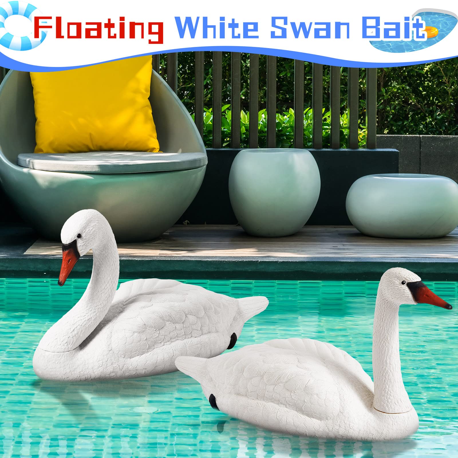 Geetery Swan Decoy floating in a pond