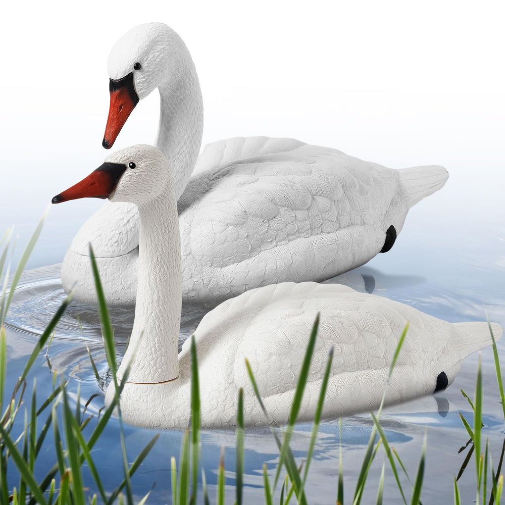 Geetery Swan Decoy front view floating on water