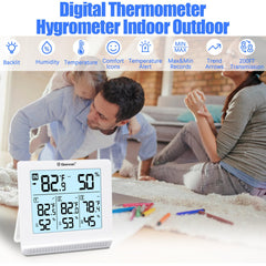 Geevon Indoor Outdoor Thermometer back view showing USB power port