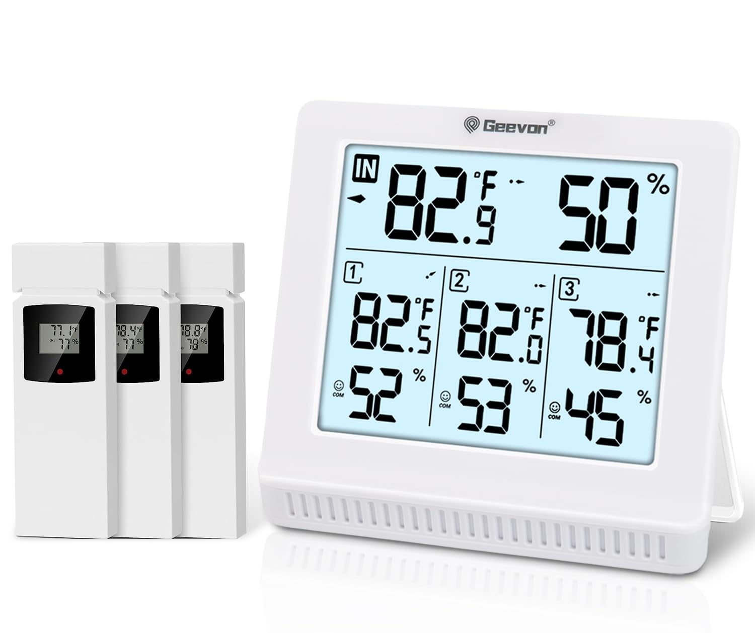 Geevon Indoor Outdoor Thermometer front view with 5-inch LCD display