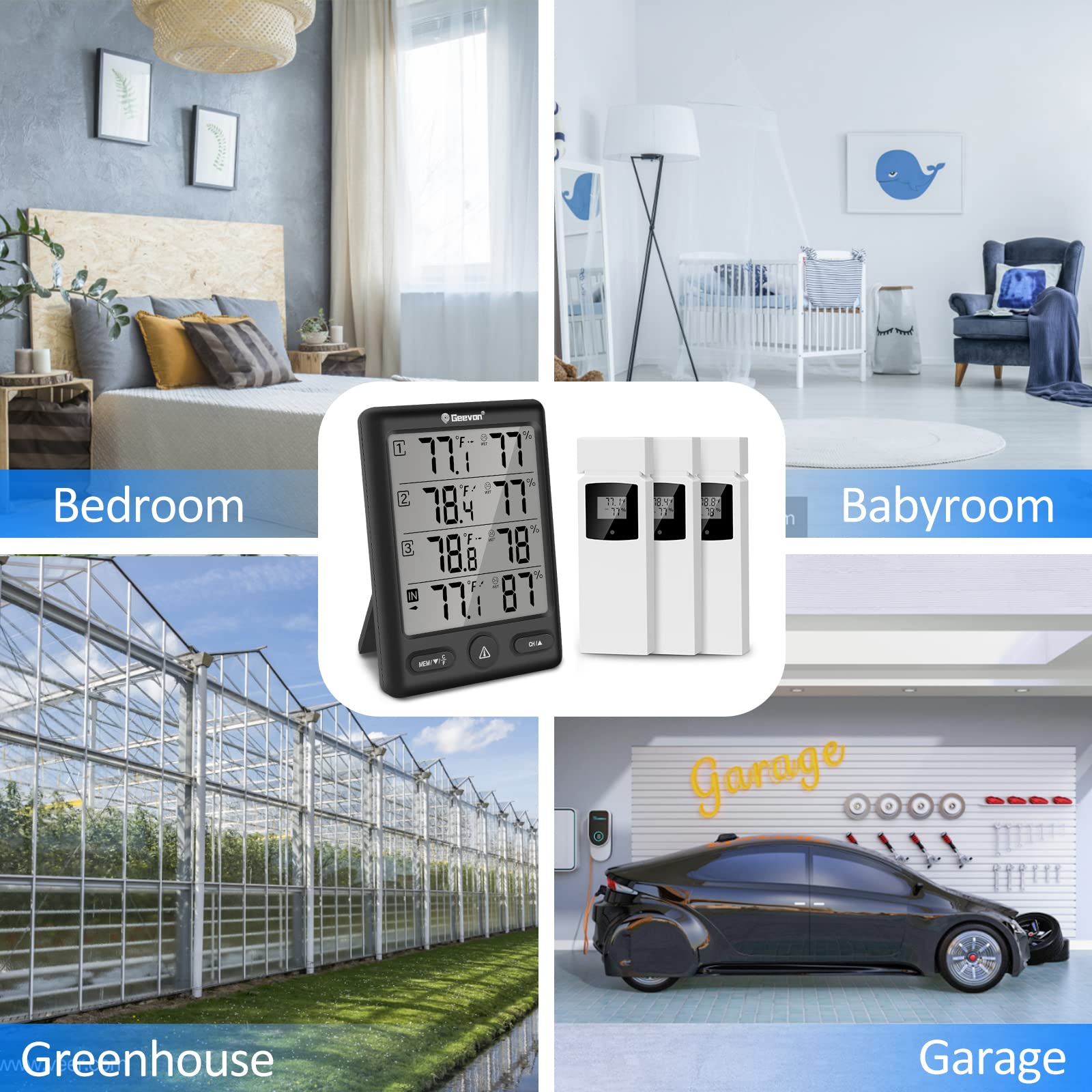Geevon thermometer in a greenhouse monitoring conditions
