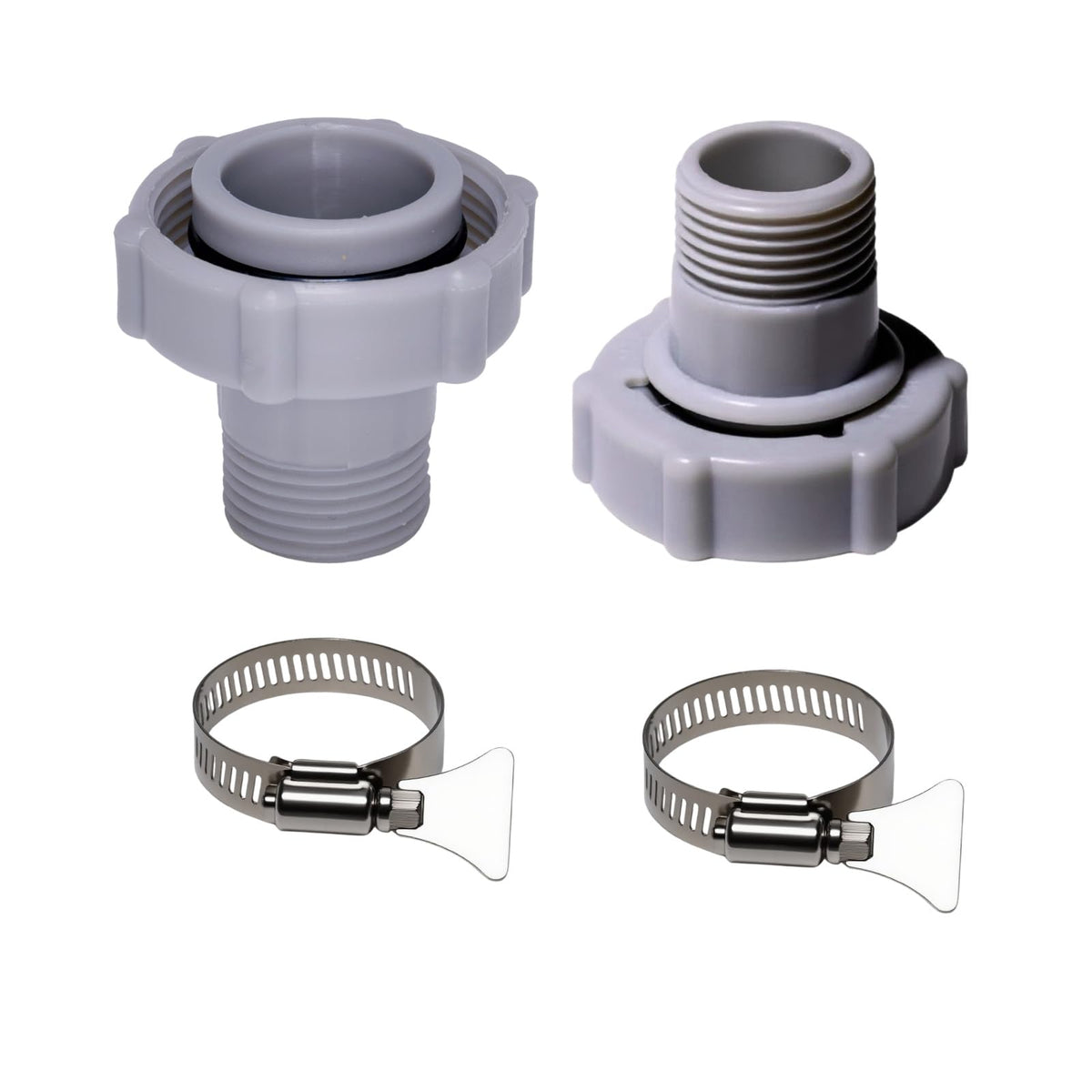 GekLiGuLu Pool Drain Adapter front view with gray finish