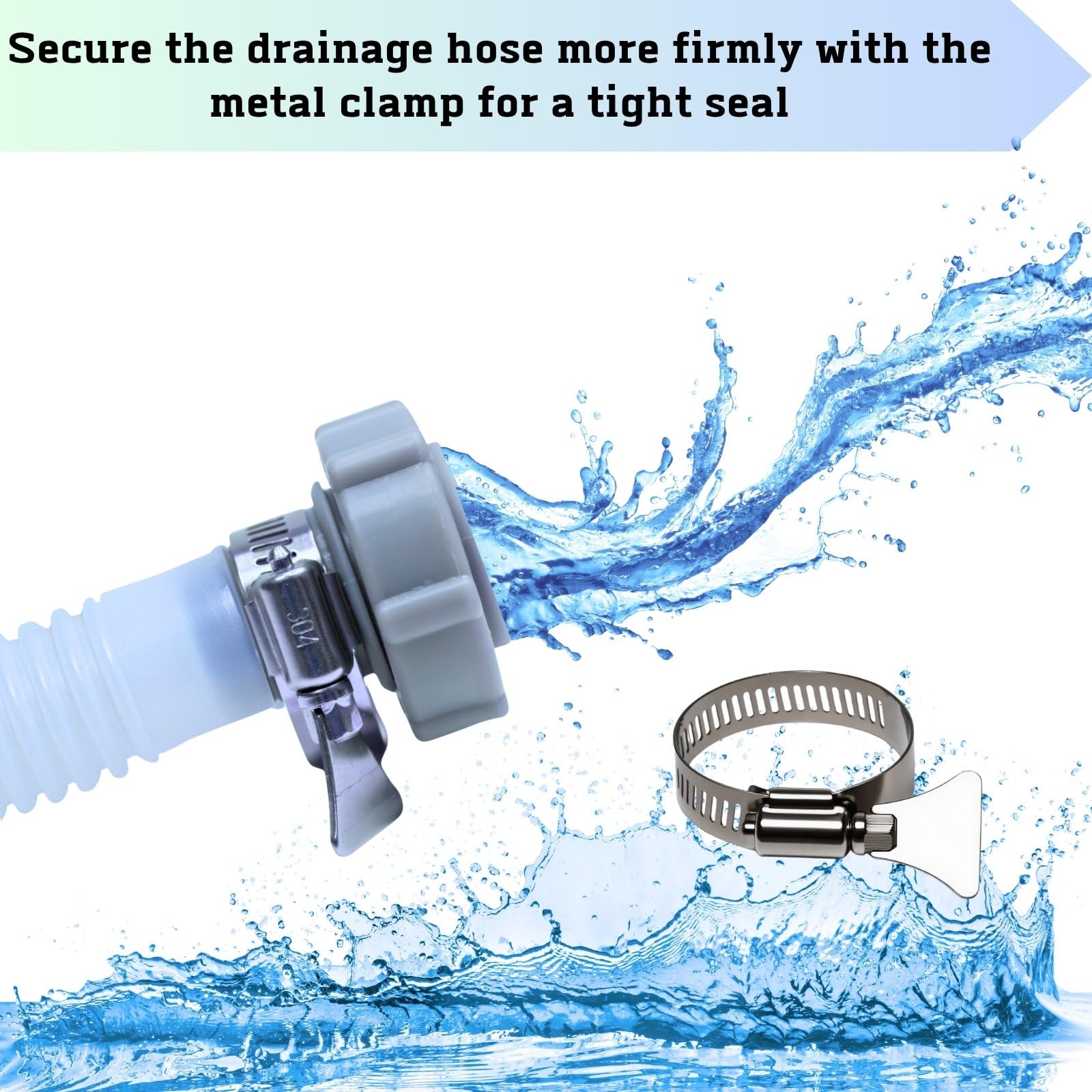GekLiGuLu Pool Drain Adapter with stainless steel clamps