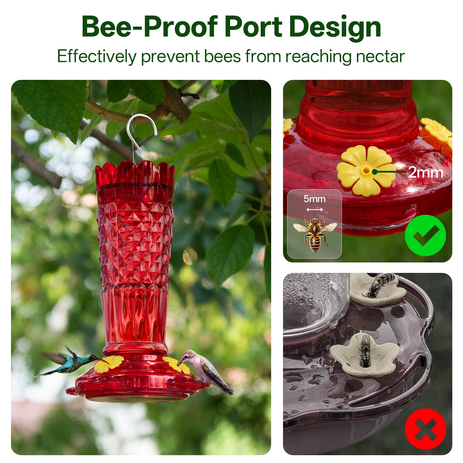 GelinRedcap Hummingbird Feeder hanging in garden