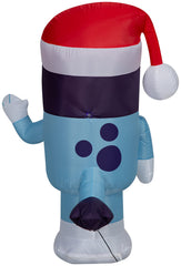 Gemmy Christmas inflatable showing stakes and setup in yard