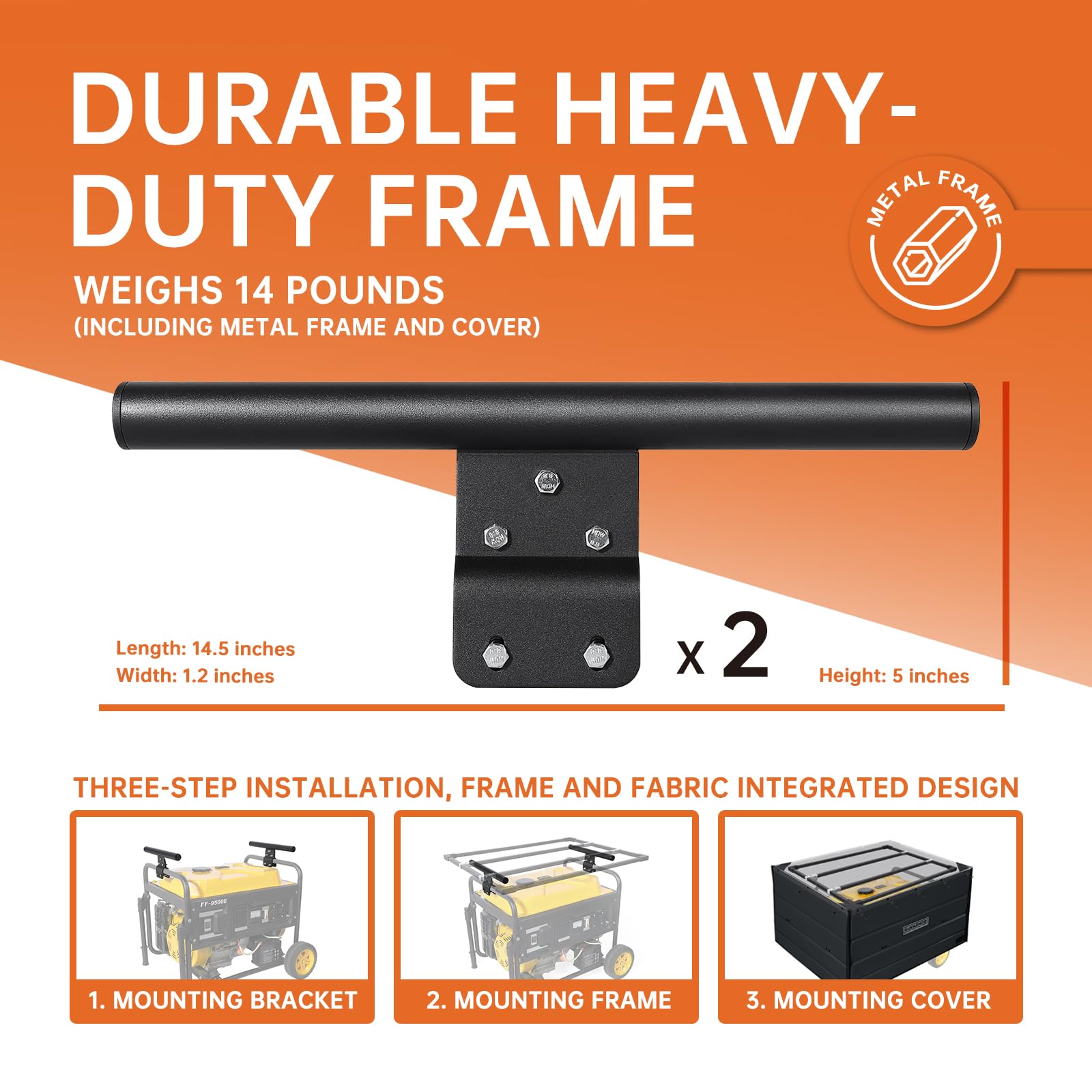 GENARMOR Generator Cover Height Extension Brackets side view showing adjustable angle
