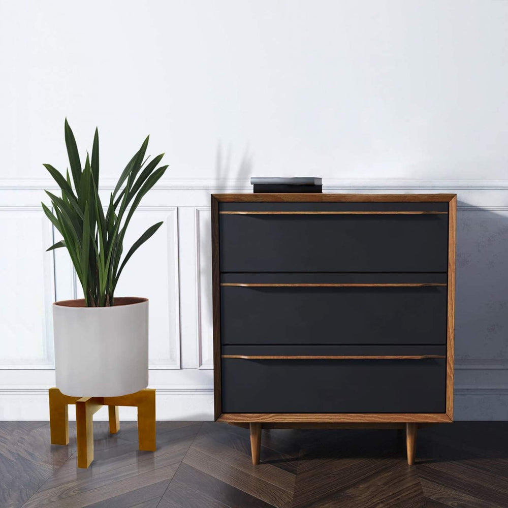 Gendral Forwepup Wood Plant Stand in living room setting