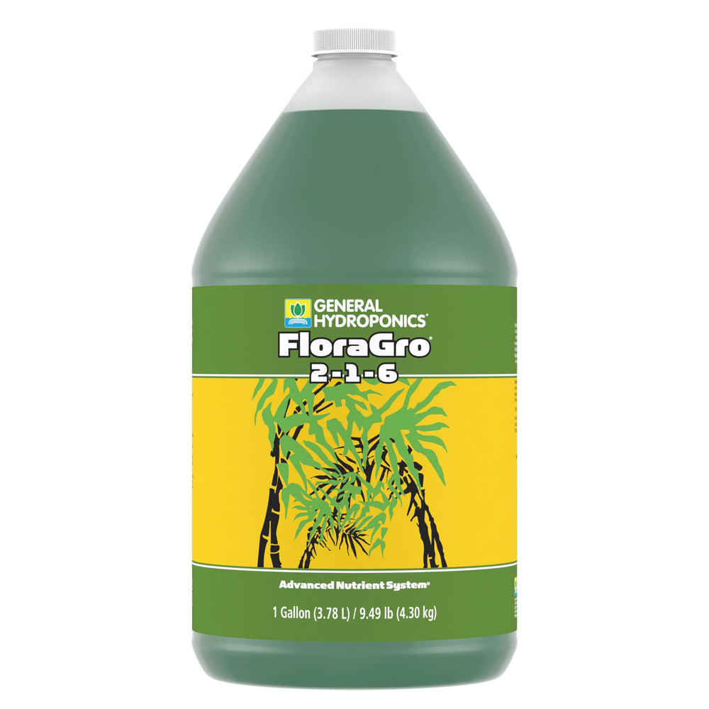 General Hydroponics FloraGro 2-1-6 Plant Food 1 Gallon front view