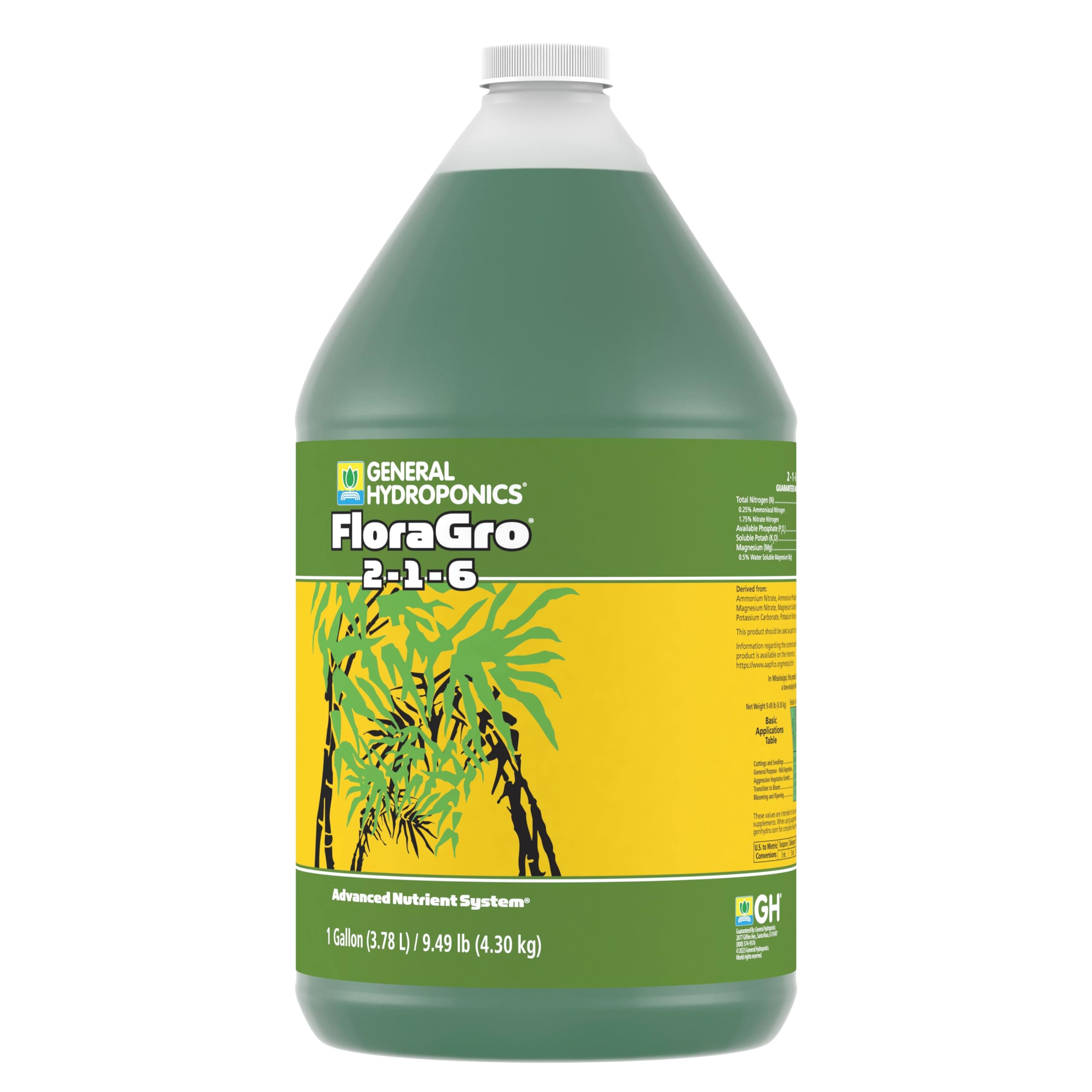 General Hydroponics FloraGro 2-1-6 Plant Food in a hydroponic setup