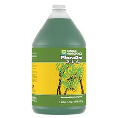 General Hydroponics FloraGro 2-1-6 Plant Food liquid inside a measuring cup